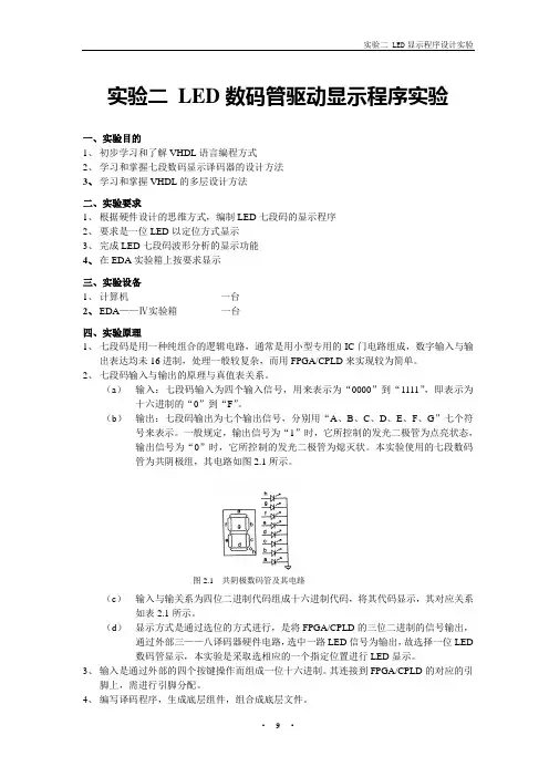 LED显示程序设计实验