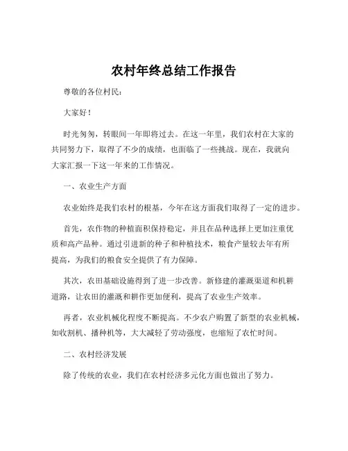 农村年终总结工作报告