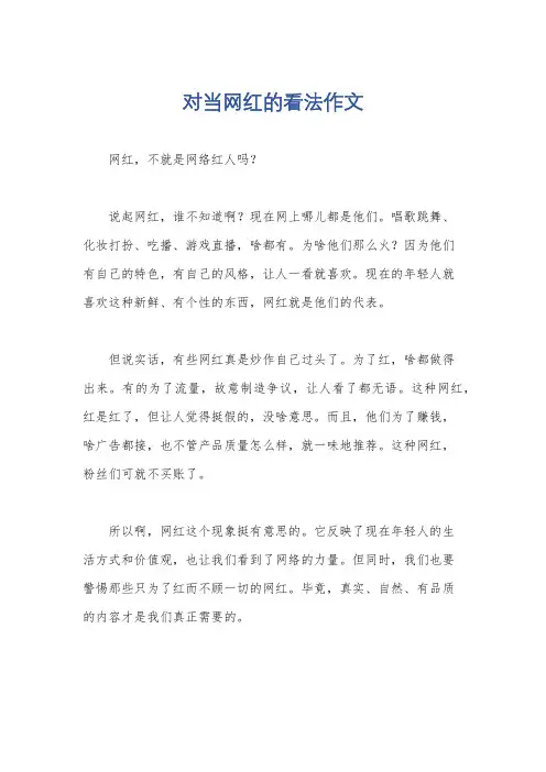 对当网红的看法作文