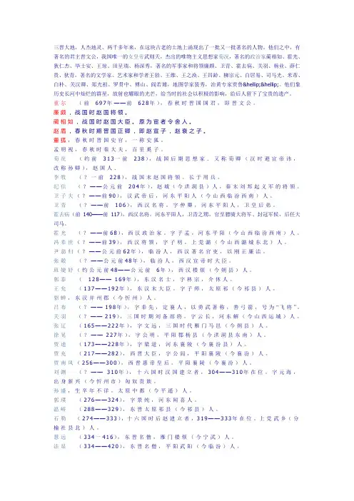 山西名人