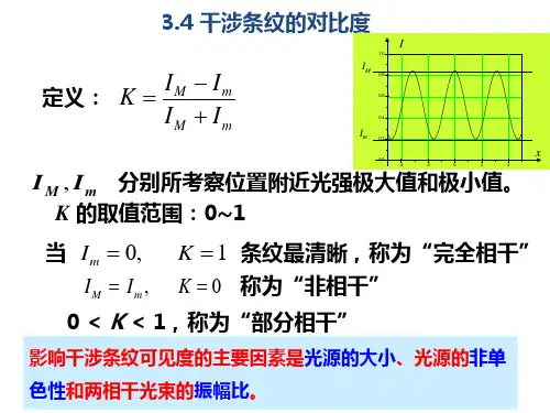 物理光学 干涉条纹的可见度