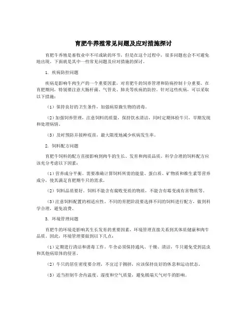 育肥牛养殖常见问题及应对措施探讨