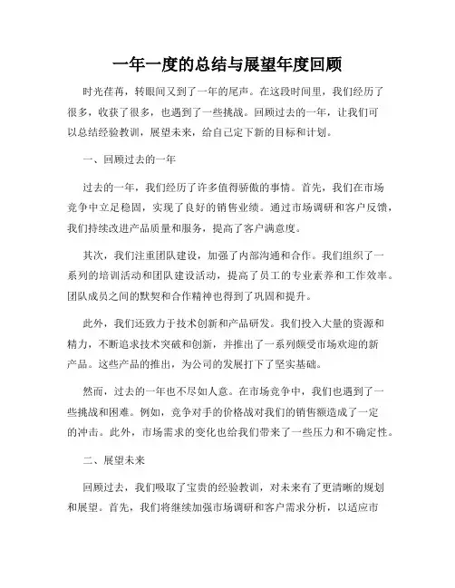 一年一度的总结与展望年度回顾
