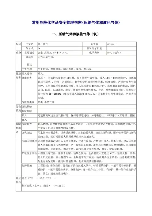 常用危险化学品安全管理指南压缩气体和液化气体