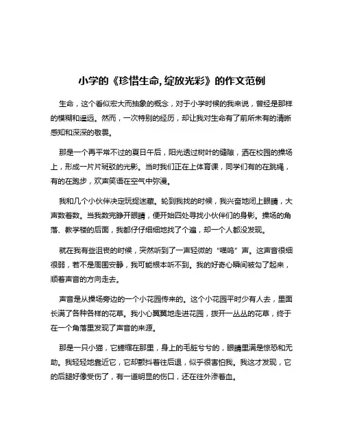 小学的《珍惜生命,绽放光彩》的作文范例