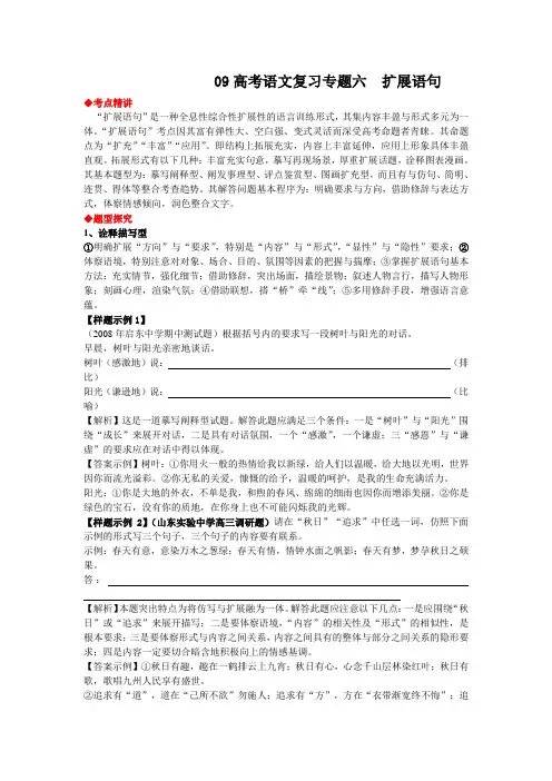 高考语文复习专题六nbspnbsp扩展语句