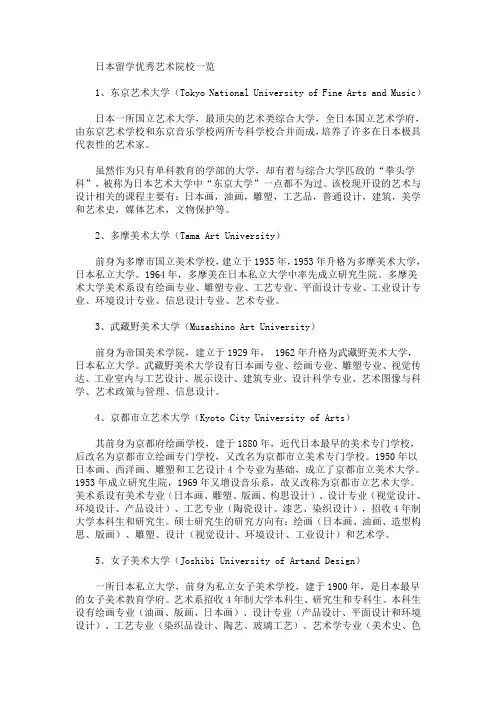 日本留学优秀艺术院校一览(最新)