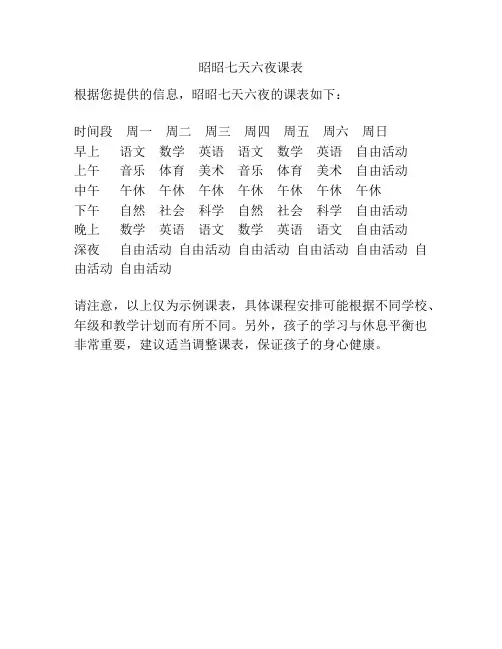 昭昭七天六夜课表