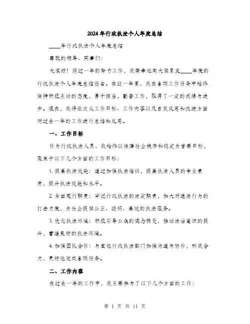 2024年行政执法个人年度总结(三篇)