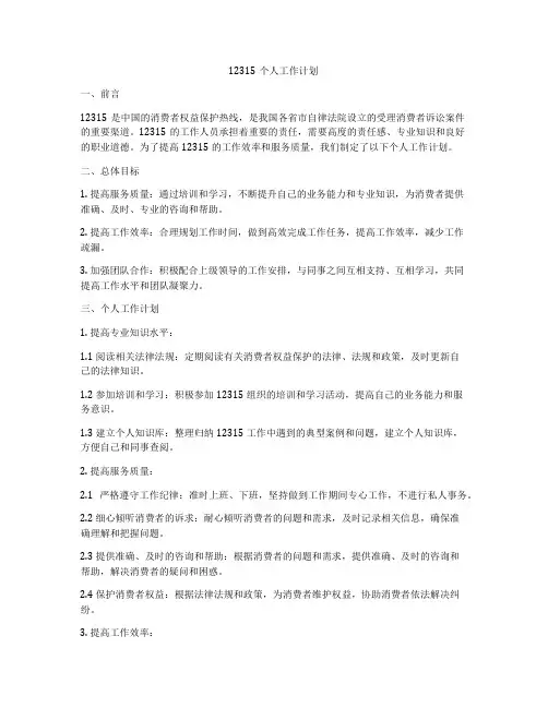12315个人工作计划