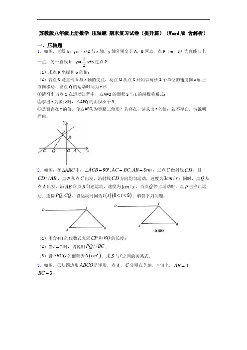 苏教版八年级上册数学 压轴题 期末复习试卷(提升篇)(Word版 含解析)