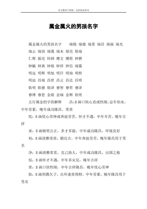 属金属火的男孩名字