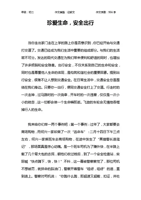 珍爱生命,安全出行作文【初中初二1000字】