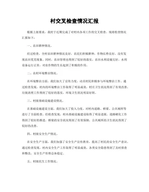 村交叉检查情况汇报