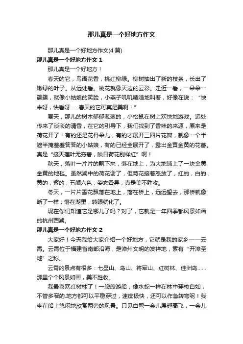 那儿真是一个好地方作文