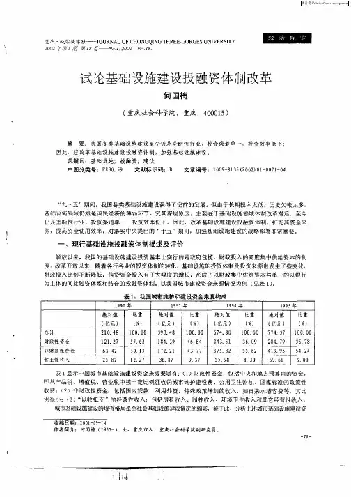 试论基础设施建设投融资体制改革