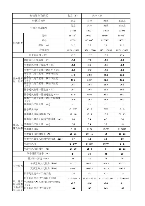 室外气象参数GB50736-2012
