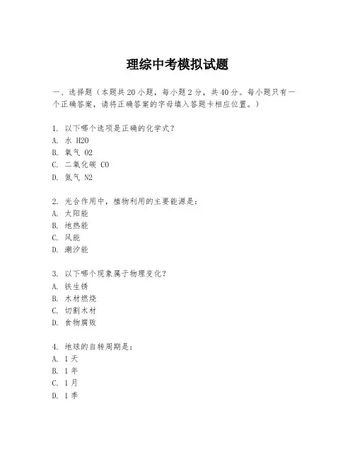 理综中考模拟试题