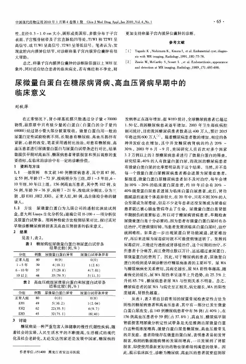 尿微量白蛋白在糖尿病肾病、高血压肾病早期中的临床意义
