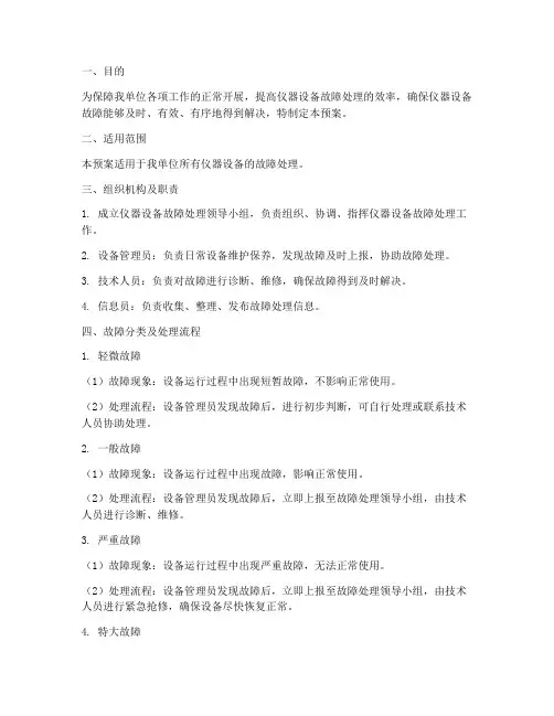 仪器发生的应急预案