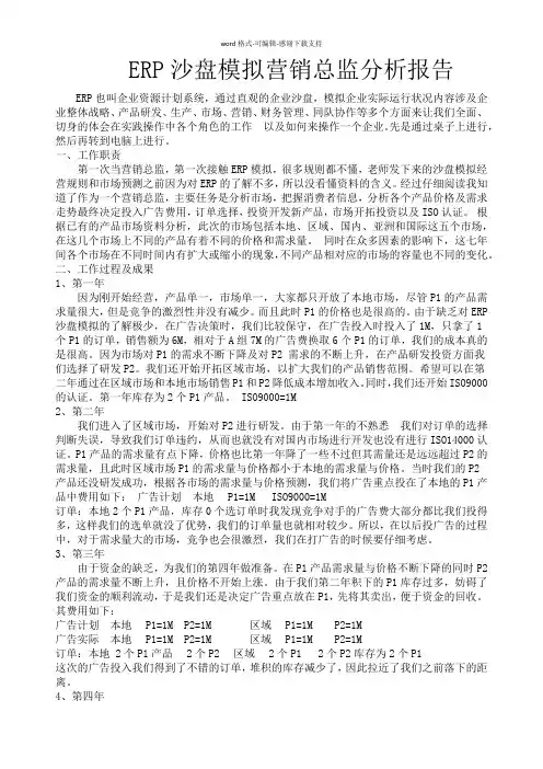 ERP沙盘模拟营销总监报告