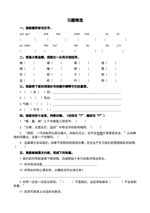 部编版语文四年级下册  自然之道同步练习