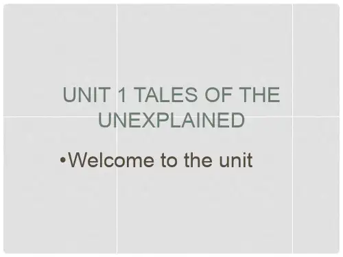 高中英语 Unit 1 Tales of the unexplaine Welcome to the unit课件 牛津译林版必修2