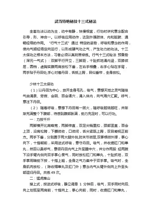 武当特绝秘技十三式秘法