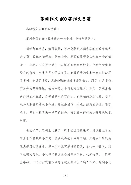 枣树作文400字作文5篇