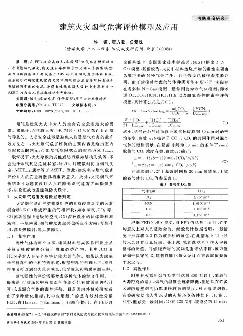 建筑火灾烟气危害评价模型及应用
