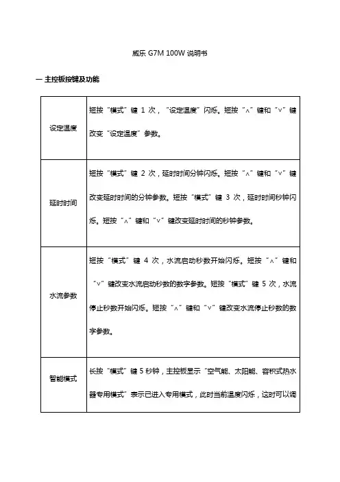 威乐 G7M 100W 说明书