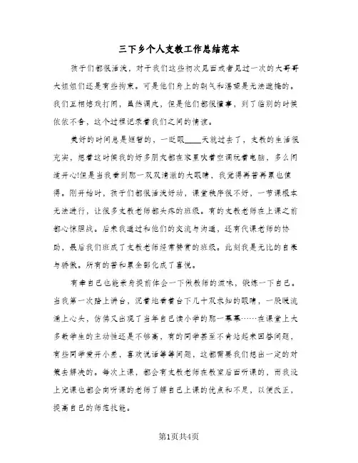 三下乡个人支教工作总结范本(二篇)