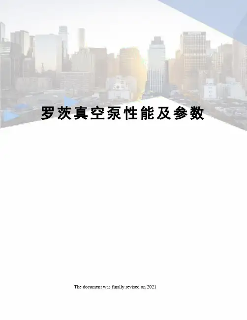 罗茨真空泵性能及参数