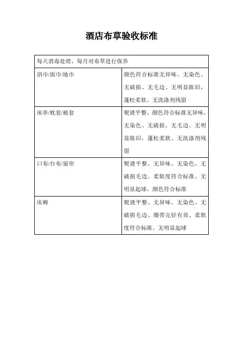 酒店布草验收标准