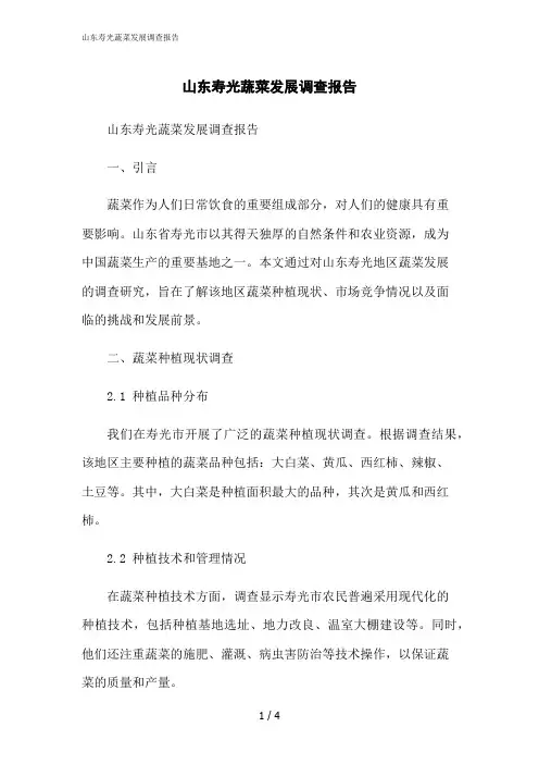 2023修正版山东寿光蔬菜发展调查报告