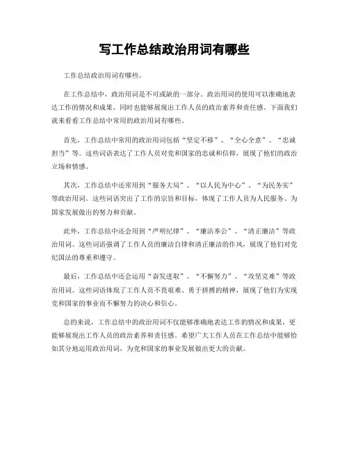 写工作总结政治用词有哪些