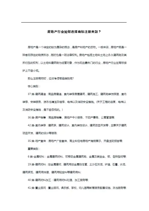 房地产行业如何选择商标注册类别？