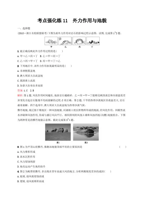 高考地理二轮复习考点强化练11外力作用与地貌---精校解析Word版