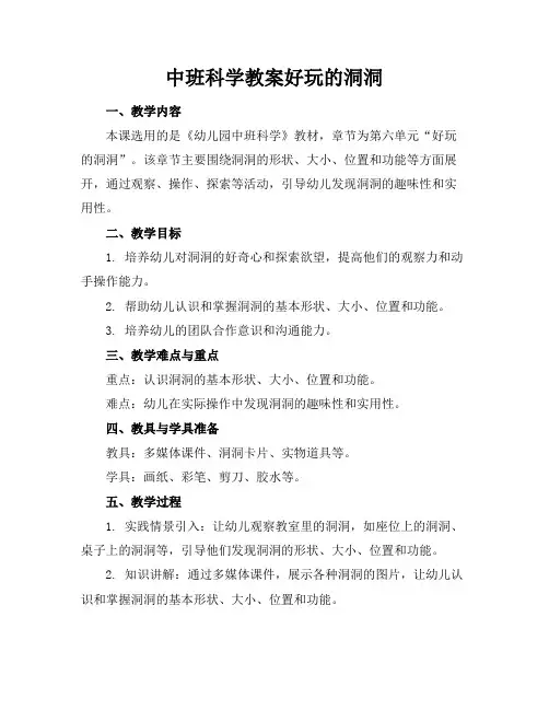 中班科学教案好玩的洞洞