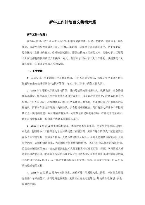 新年工作计划范文集锦六篇