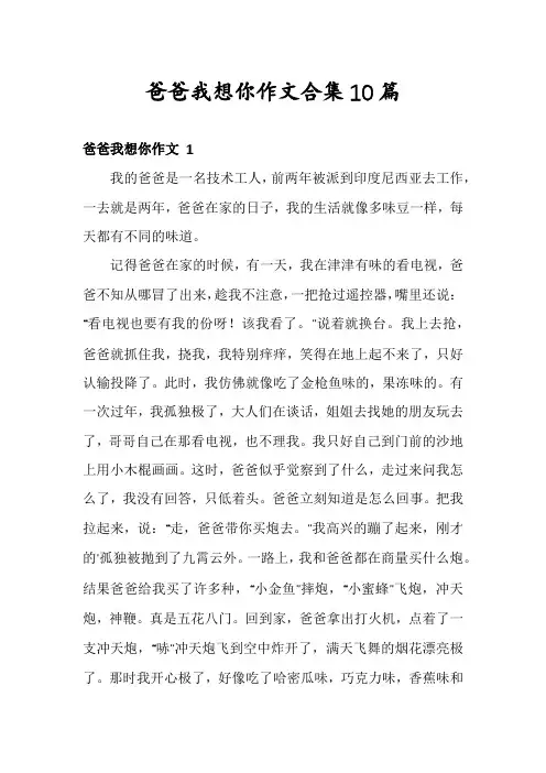 爸爸我想你作文合集10篇