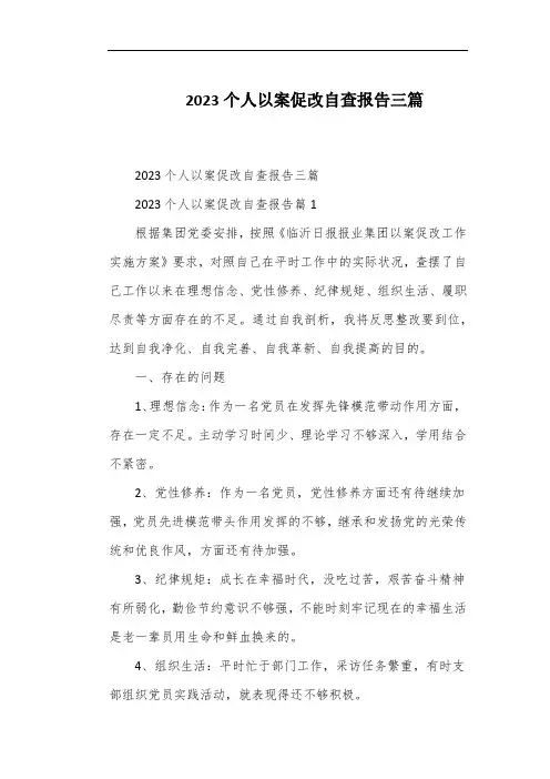 2023个人以案促改自查报告三篇