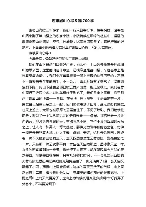 游峨眉山心得5篇700字