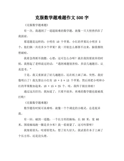 克服数学题难题作文500字
