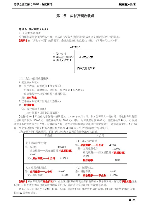 2020年初级会计实务考试 第31讲 应付及预收款项