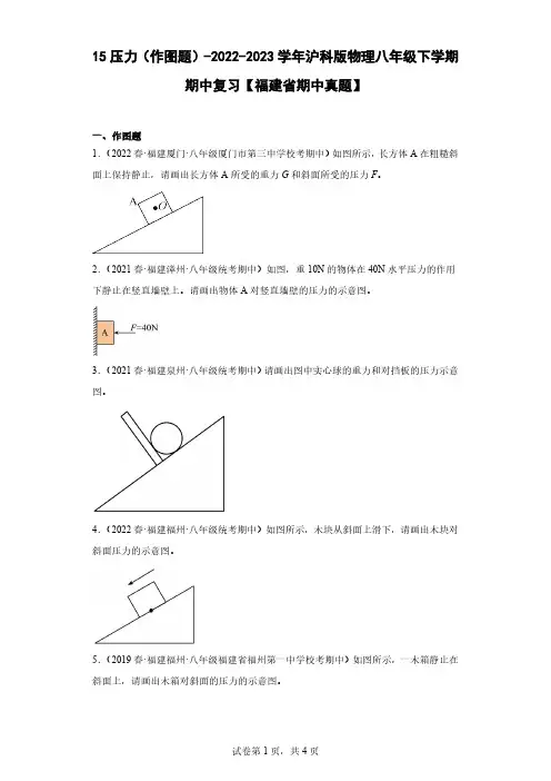 15压力(作图题)-2022-2023学年沪科版物理八年级下学期期中复习【福建省期中真题】