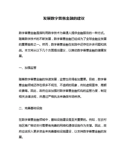 发展数字普惠金融的建议