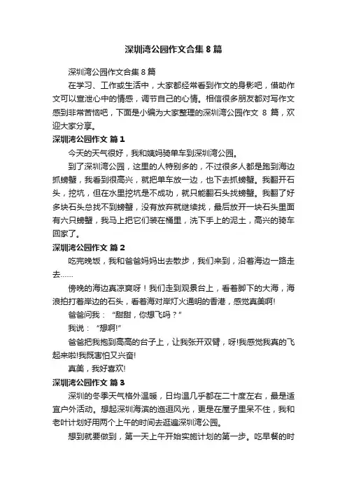 深圳湾公园作文合集8篇