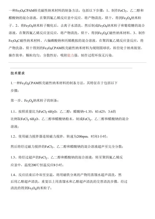 Fe3O4CPAM核壳磁性纳米材料的设备制作方法与制作流程