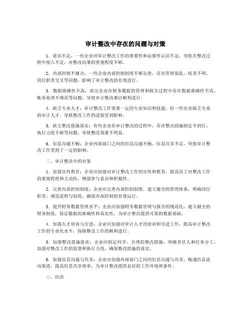 审计整改中存在的问题与对策